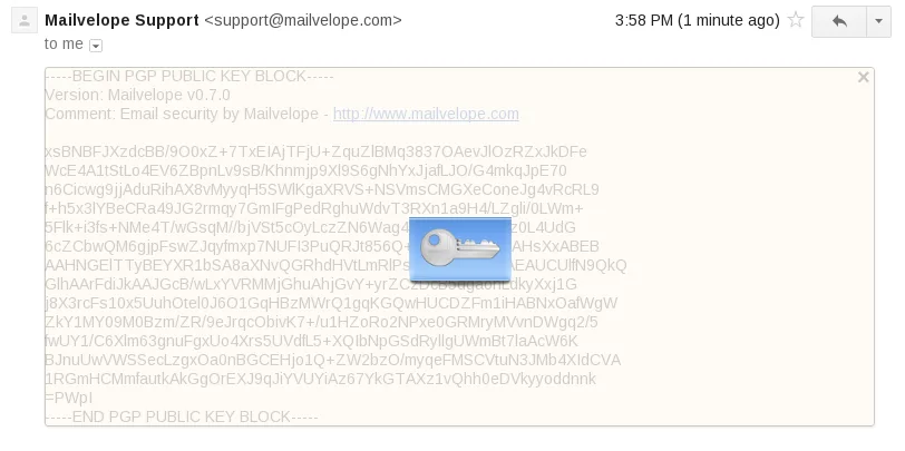 Mailvelope one click key import