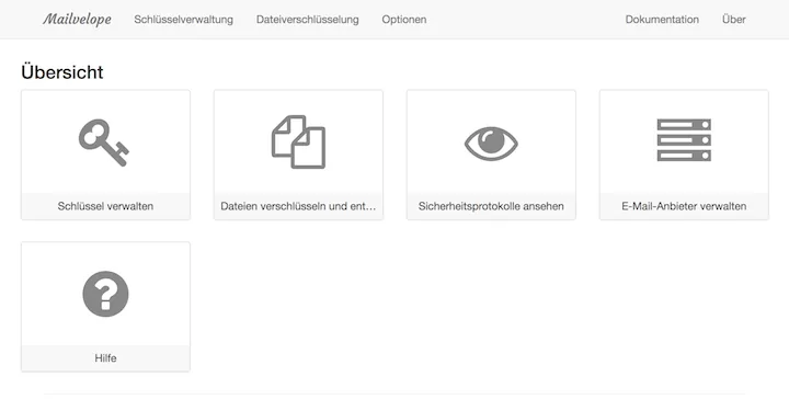 Dashboard of Mailvelope