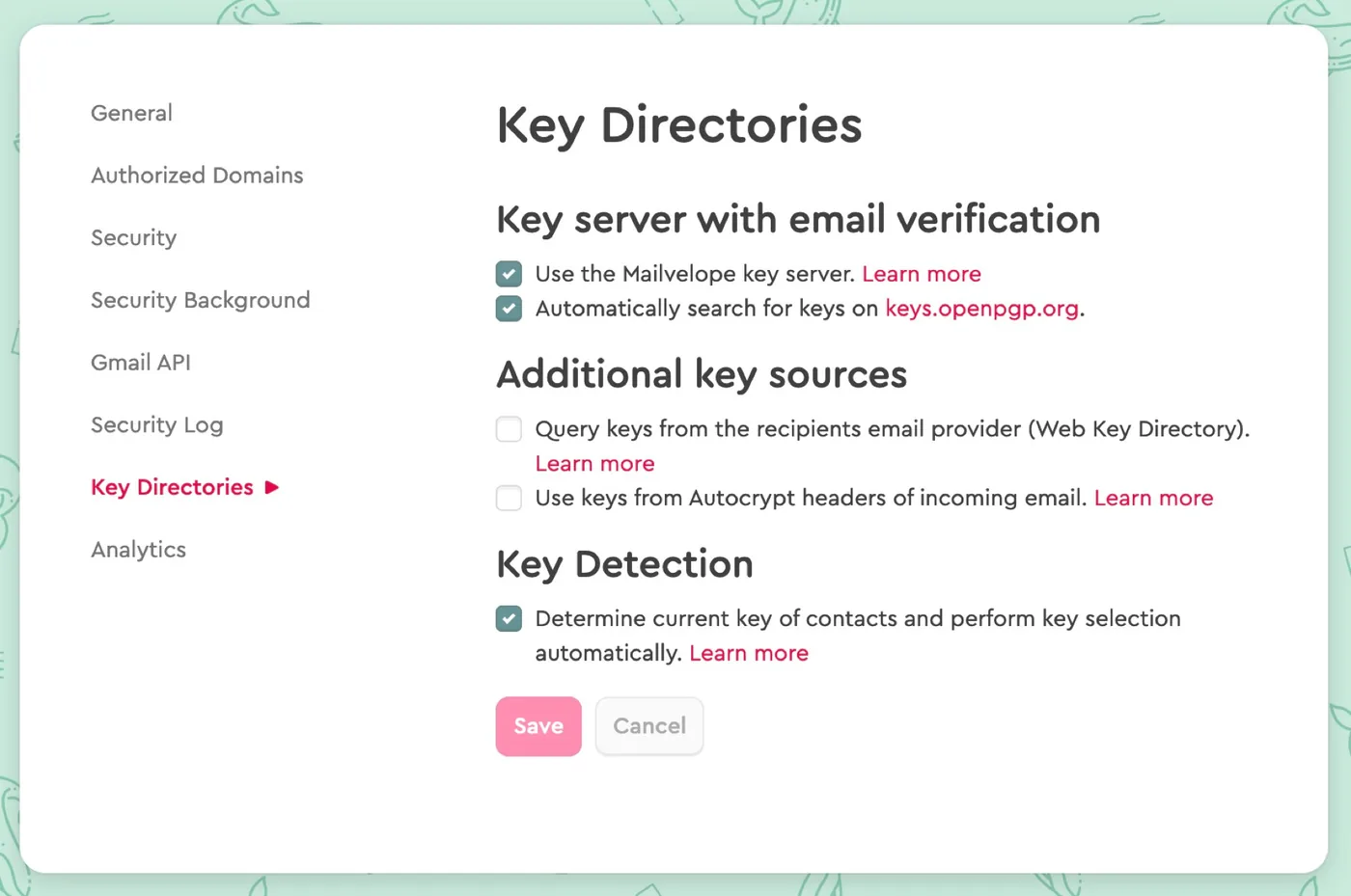 Options to choose different key directories for search