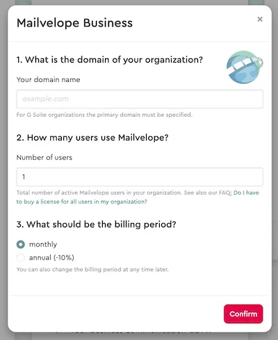 Mailvelope Business order