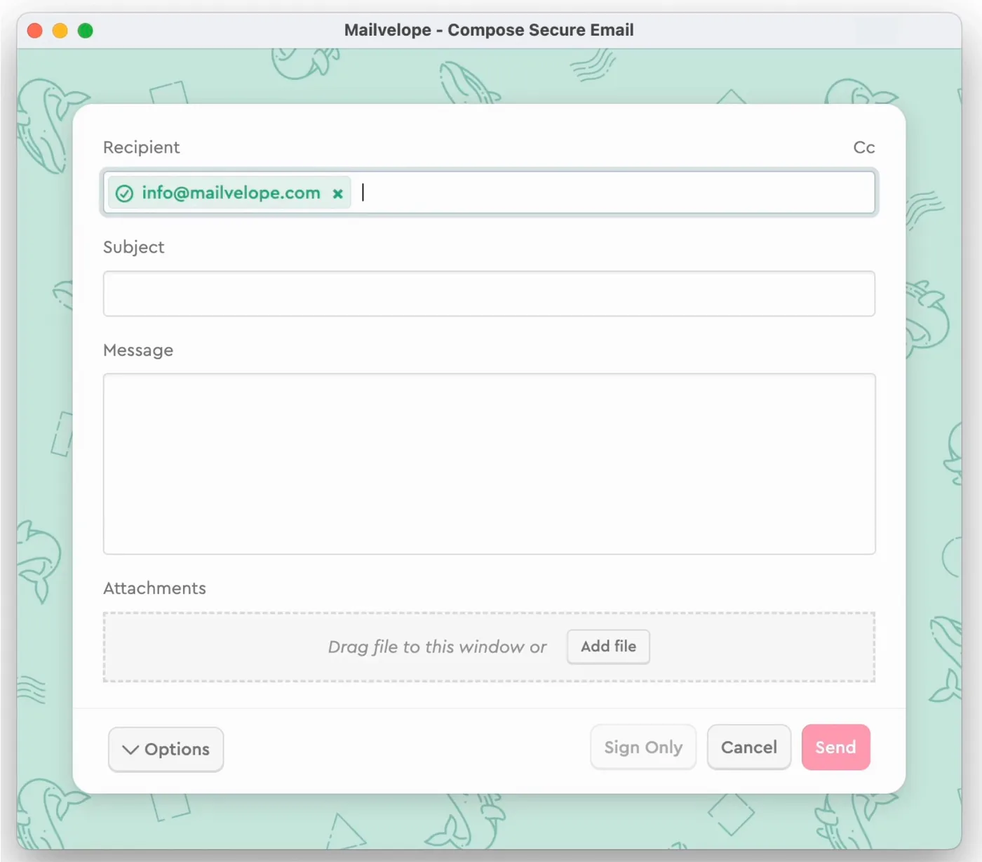 Typing adress into Mailvelope editor - turns green
